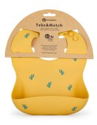 Petite&Mars Baveta moale PetiteMars cu buzunar colector TakeMatch model cactus galben