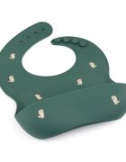 Petite&Mars Baveta moale PetiteMars cu buzunar colector TakeMatch model dinozauri verde