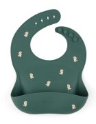 Petite&Mars Baveta moale PetiteMars cu buzunar colector TakeMatch model dinozauri verde