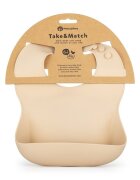 Petite&Mars Baveta moale PetiteMars cu buzunar colector TakeMatch silicon bej