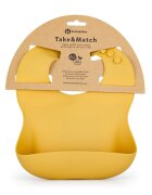 Petite&Mars Baveta moale PetiteMars cu buzunar colector TakeMatch silicon galben