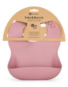 Petite&Mars Baveta moale PetiteMars cu buzunar colector TakeMatch silicon roz