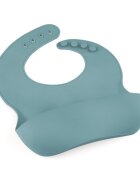 Petite&Mars Baveta moale PetiteMars Frosted Sky Albastru TakeMatch reglabila cu buzunar colector silicon fara BPA 6 luni+