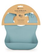 Petite&Mars Baveta moale PetiteMars Frosted Sky Albastru TakeMatch reglabila cu buzunar colector silicon fara BPA 6 luni+