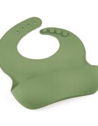 Petite&Mars Baveta moale PetiteMars Sweet Pea Verde TakeMatch reglabila cu buzunar colector silicon fara BPA 6 luni+