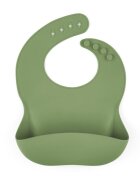 Petite&Mars Baveta moale PetiteMars Sweet Pea Verde TakeMatch reglabila cu buzunar colector silicon fara BPA 6 luni+