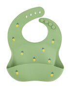 Petite&Mars Baveta moale PetiteMars TakeMatch Verde reglabila cu buzunar colector silicon fara BPA 6 luni+ model ananas