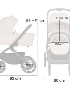 Petite&Mars Carucior 2 in 1 pentru copii PetiteMars Scout Crem Cappuccino cu landou pliabil reversibil spatar si suport de picioare reglabile maner ajustabil accesorii pana la 22 kg 0 luni+