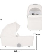 Petite&Mars Carucior 2 in 1 pentru copii PetiteMars Scout Crem Cappuccino cu landou pliabil reversibil spatar si suport de picioare reglabile maner ajustabil accesorii pana la 22 kg 0 luni+