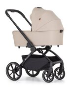 Petite&Mars Carucior 2 in 1 pentru copii PetiteMars Scout Crem Cappuccino cu landou pliabil reversibil spatar si suport de picioare reglabile maner ajustabil accesorii pana la 22 kg 0 luni+