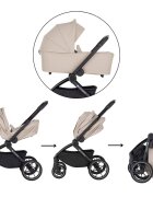 Petite&Mars Carucior 2 in 1 pentru copii PetiteMars Scout Crem Cappuccino cu landou pliabil reversibil spatar si suport de picioare reglabile maner ajustabil accesorii pana la 22 kg 0 luni+