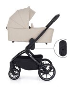 Petite&Mars Carucior 2 in 1 pentru copii PetiteMars Scout Crem Cappuccino cu landou pliabil reversibil spatar si suport de picioare reglabile maner ajustabil accesorii pana la 22 kg 0 luni+