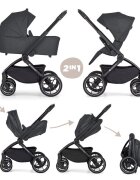 Petite&Mars Carucior 2 in 1 pentru copii PetiteMars Scout Gri cu landou pliabil reversibil spatar si suport de picioare reglabile maner ajustabil accesorii pana la 22 kg 0 luni+