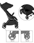 Petite&Mars Carucior pentru copii PetiteMars Flip negru cu pliere compacta spatar reglabil suport picioare reglabil si copertina extensibila cu protectie UPF 50+ greutate admisa 22 kg