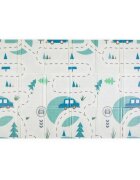 Petite&Mars Covoras educativ PetiteMars Campy L din spuma XPE non-toxica cu doua fete suprafata antiderapanta 130x200 cm pliabil compact 40x32x21 cm model masini si forme geometrice