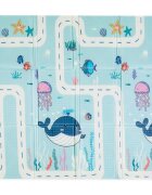 Petite&Mars Covoras educativ PetiteMars Campy S din spuma XPE non-toxica cu doua fete suprafata antiderapanta 120x120 cm pliabil compact 40x30x13 cm model animalute si forme geometrice