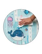Petite&Mars Covoras educativ PetiteMars Campy S din spuma XPE non-toxica cu doua fete suprafata antiderapanta 120x120 cm pliabil compact 40x30x13 cm model animalute si forme geometrice