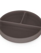 Petite&Mars Farfurie compartimentata din silicon PetiteMars Bitter Cocoa Maro TakeMatch cu ventuza si 3 compartimente fara BPA 500 ml 6 luni+