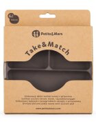 Petite&Mars Farfurie compartimentata din silicon PetiteMars Bitter Cocoa Maro TakeMatch cu ventuza si 3 compartimente fara BPA 500 ml 6 luni+
