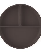 Petite&Mars Farfurie compartimentata din silicon PetiteMars Bitter Cocoa Maro TakeMatch cu ventuza si 3 compartimente fara BPA 500 ml 6 luni+