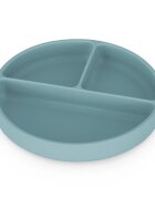 Petite&Mars Farfurie compartimentata din silicon PetiteMars Frosted Sky Albastru TakeMatch cu ventuza si 3 compartimente fara BPA 500 ml 6 luni+