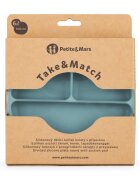 Petite&Mars Farfurie compartimentata din silicon PetiteMars Frosted Sky Albastru TakeMatch cu ventuza si 3 compartimente fara BPA 500 ml 6 luni+