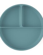 Petite&Mars Farfurie compartimentata din silicon PetiteMars Frosted Sky Albastru TakeMatch cu ventuza si 3 compartimente fara BPA 500 ml 6 luni+