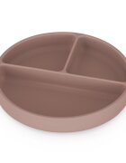 Petite&Mars Farfurie compartimentata din silicon PetiteMars Velvet Latte Maro pudrat TakeMatch cu ventuza si 3 compartimente fara BPA 500 ml 6 luni+