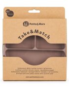 Petite&Mars Farfurie compartimentata din silicon PetiteMars Velvet Latte Maro pudrat TakeMatch cu ventuza si 3 compartimente fara BPA 500 ml 6 luni+