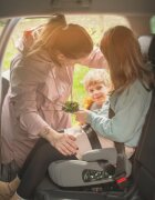 Petite&Mars Inaltator auto pentru copii PetiteMars Optimus Pro Bej i-Size cu isofix 125-150 cm 22-36 kg forma ergonomica husa detasabila