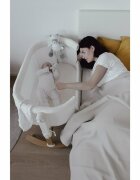 Petite&Mars Patut co-sleeper PetiteMars Glory Bej 2 in 1 plibil cu leganare saltea geanta de transport ajustarea inaltimii in 5 pozitii 0 luni+ greutate suportata 9 kg