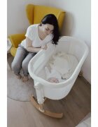 Petite&Mars Patut co-sleeper PetiteMars Glory Bej 2 in 1 plibil cu leganare saltea geanta de transport ajustarea inaltimii in 5 pozitii 0 luni+ greutate suportata 9 kg