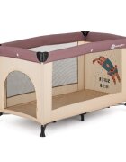 Petite&Mars Patut pliabil pentru copii PetiteMars Koot maro 120x60 cm cu roti functie de tarc pliere compacta include geanta de transport intrare laterala cu fermoar greutate admisa 15 kg 0-30 luni