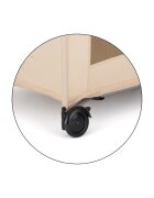 Petite&Mars Patut pliabil pentru copii PetiteMars Koot maro 120x60 cm cu roti functie de tarc pliere compacta include geanta de transport intrare laterala cu fermoar greutate admisa 15 kg 0-30 luni