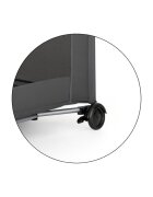 Petite&Mars Patut pliabil pentru copii PetiteMars Nyja gri 120x60 cm cu roti functie de tarc pliere compacta include geanta de transport intrare laterala cu fermoar greutate admisa 15 kg 0-30 luni