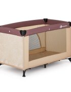 Petite&Mars Patut pliabil pentru copii PetiteMars Nyja maro 120x60 cm cu roti functie de tarc pliere compacta include geanta de transport intrare laterala cu fermoar greutate admisa 15 kg 0-30 luni
