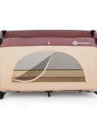 Petite&Mars Patut pliabil pentru copii PetiteMars Nyja maro 120x60 cm cu roti functie de tarc pliere compacta include geanta de transport intrare laterala cu fermoar greutate admisa 15 kg 0-30 luni