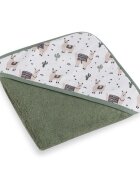 Petite&Mars Prosop cu gluga PetiteMars Loulou hipoalergenic 100x100 cm Lame BejVerde