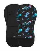 Petite&Mars Salteluta pentru carucior PetiteMars Foamy Negru reversibila din spuma cu memorie universala 86x42 cm design cu meduze