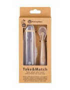 Petite&Mars Set 2 lingurite PetiteMars TakeMatch Maro adecvate pentru masina de spalat vase fara BPA 6 luni+ cutie pentru depozitare