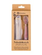 Petite&Mars Set 2 lingurite PetiteMars TakeMatch RozBej adecvate pentru masina de spalat vase fara BPA 6 luni+ cutie pentru depozitare