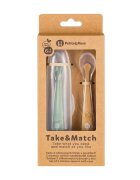 Petite&Mars Set 2 lingurite PetiteMars TakeMatch VerdeGalben adecvate pentru masina de spalat vase fara BPA 6 luni+ cutie pentru depozitare