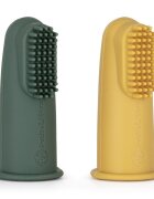 Petite&Mars Set 2 periute de dinti PetiteMars pentru deget cu peri moi silicon galbenverde