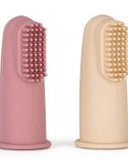Petite&Mars Set 2 periute de dinti PetiteMars pentru deget cu peri moi silicon rozbej
