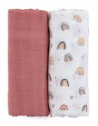 Petite&Mars Set 2 scutece PetiteMars din muselina de bambus Misty Rose Rainbow hipoalergenice 120 x 120 cm multicolor