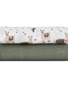 Petite&Mars Set 2 scutece PetiteMars Lama Vibes Misty din muselina de bambus hipoalergenice 120x120 cm