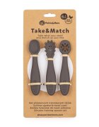 Petite&Mars Set 3 lingurite PetiteMars Bitter Cocoa Maro TakeMatch din silicon pentru supa paste alimente usoare fara BPA 6 luni+