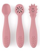 Petite&Mars Set 3 lingurite PetiteMars din silicon roz