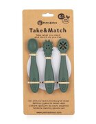 Petite&Mars Set 3 lingurite PetiteMars din silicon verde