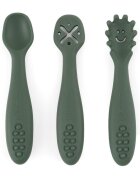 Petite&Mars Set 3 lingurite PetiteMars din silicon verde